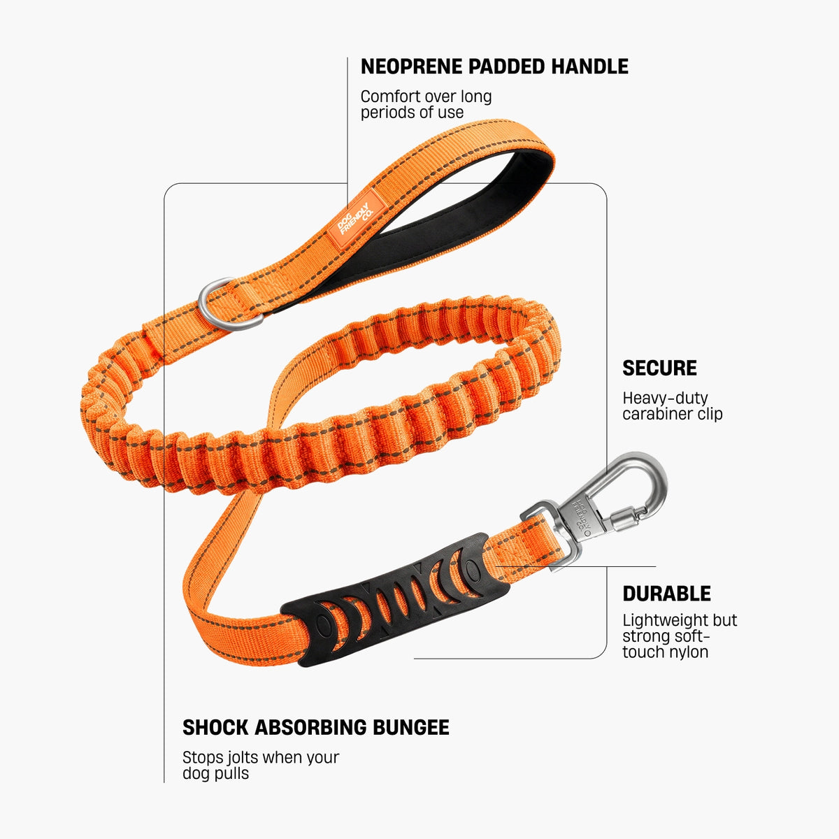 Bungee Hundeleine - Hi-Vis Orange
