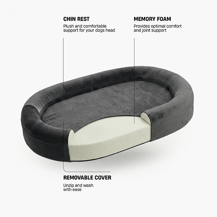 Chill Pill Memory Foam Dog Bed - Charcoal (Medium)