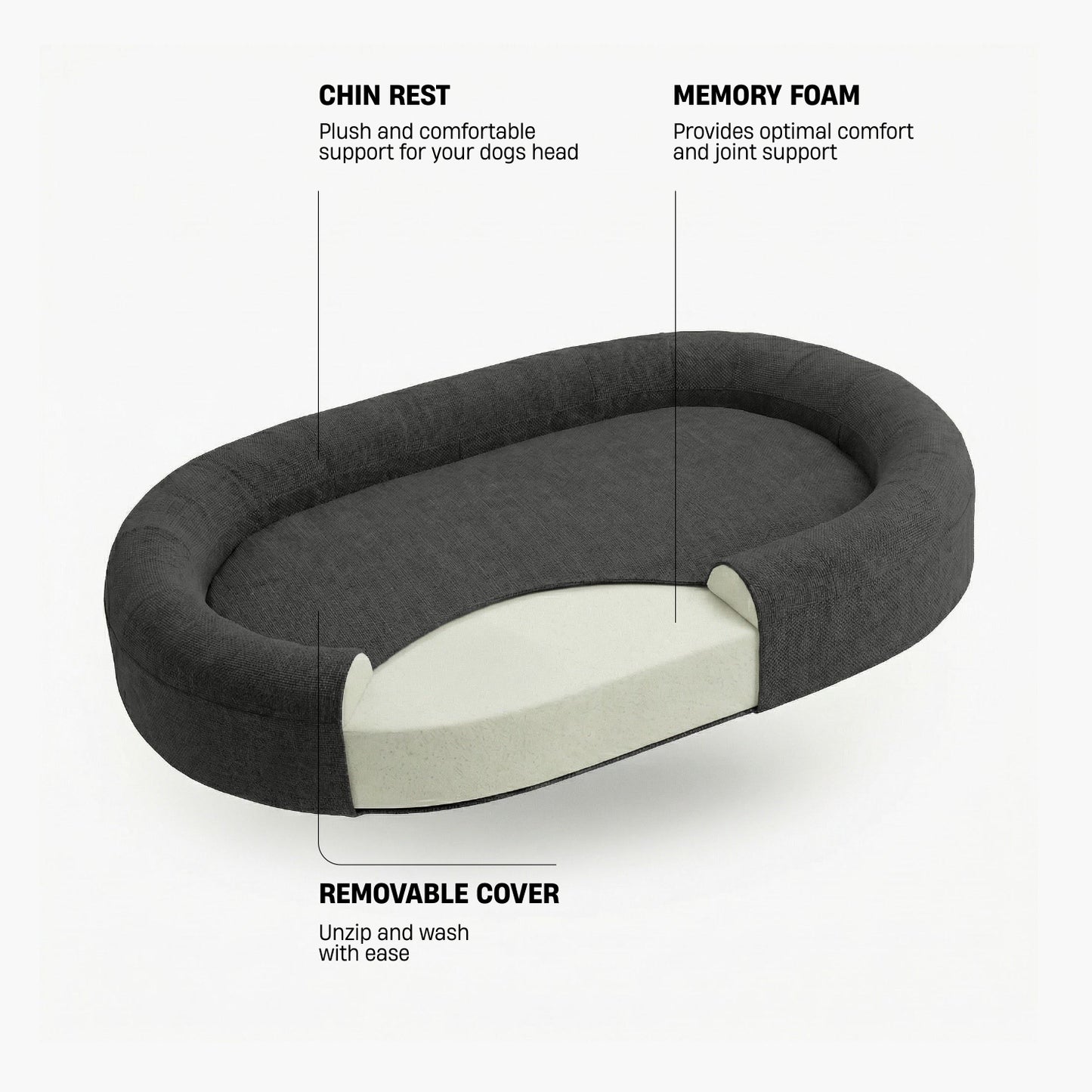Chill Pill Memory Foam Hundebett - Anthrazit (Klein)