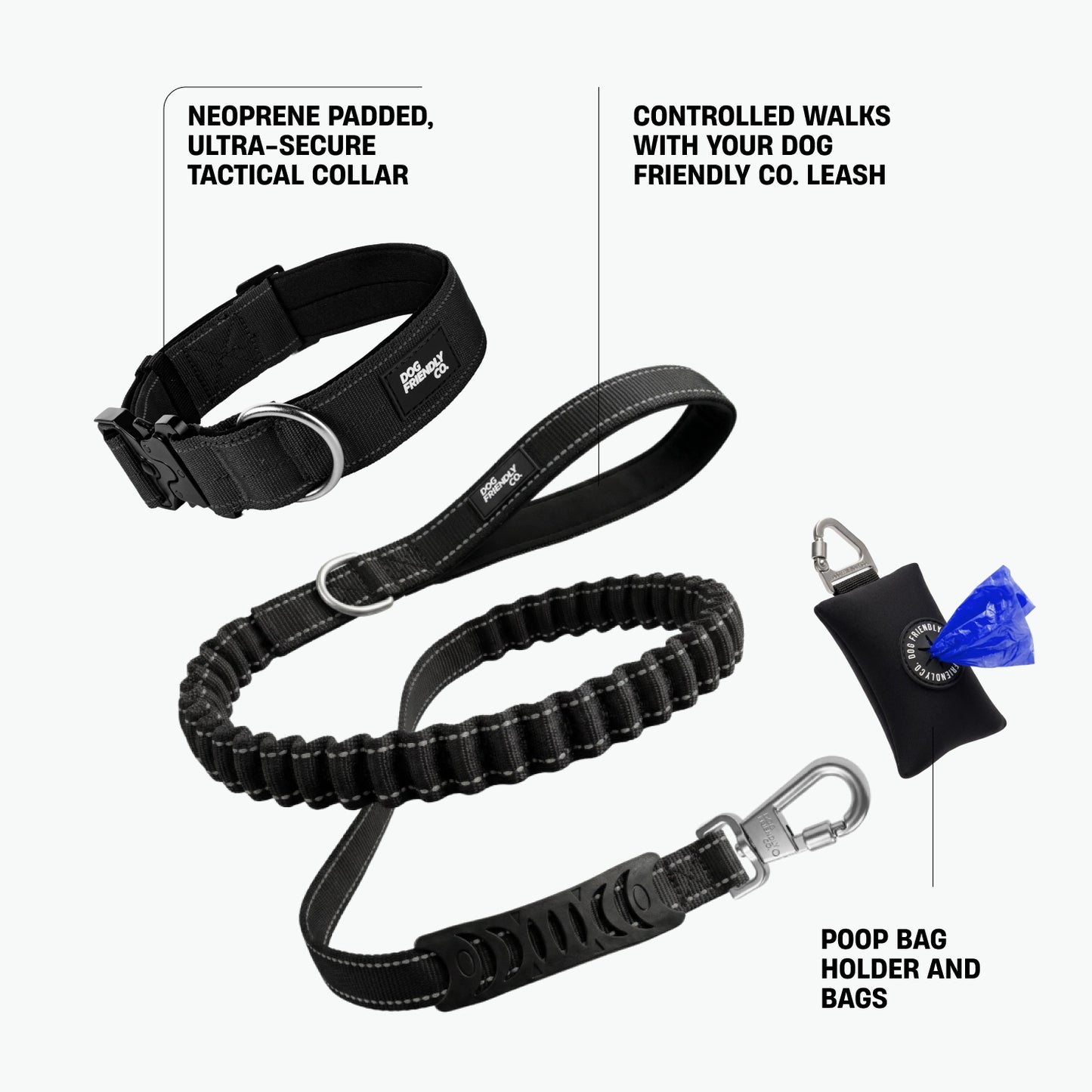 Halsband-Set für Spaziergänge - Schwarz