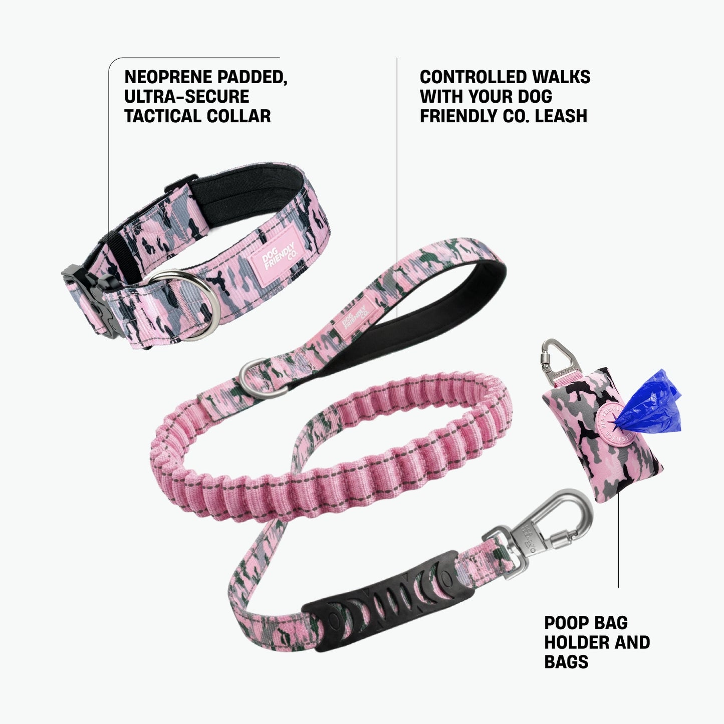 Halsband-Set für Spaziergänge - Rosa Camouflage