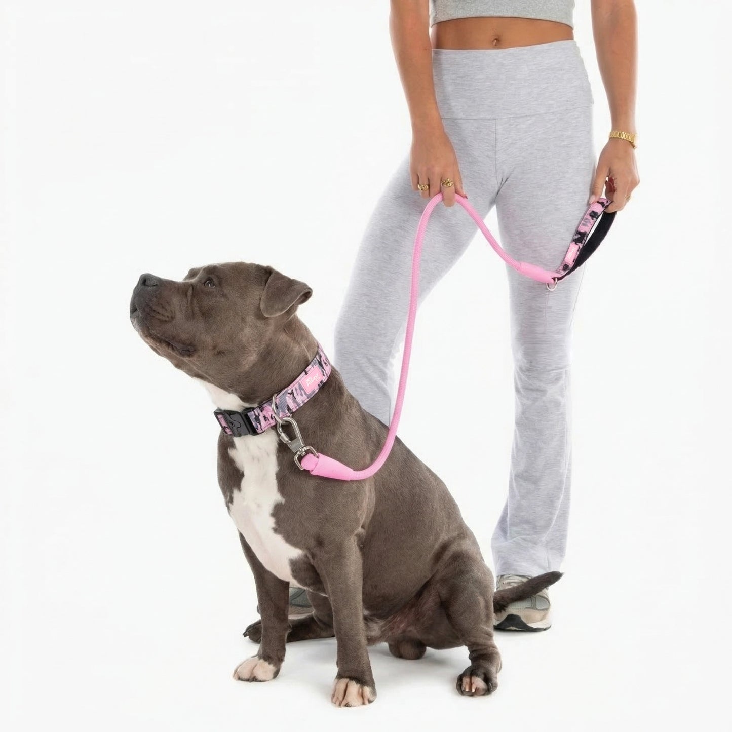 Halsband-Set für Spaziergänge - Rosa Camouflage