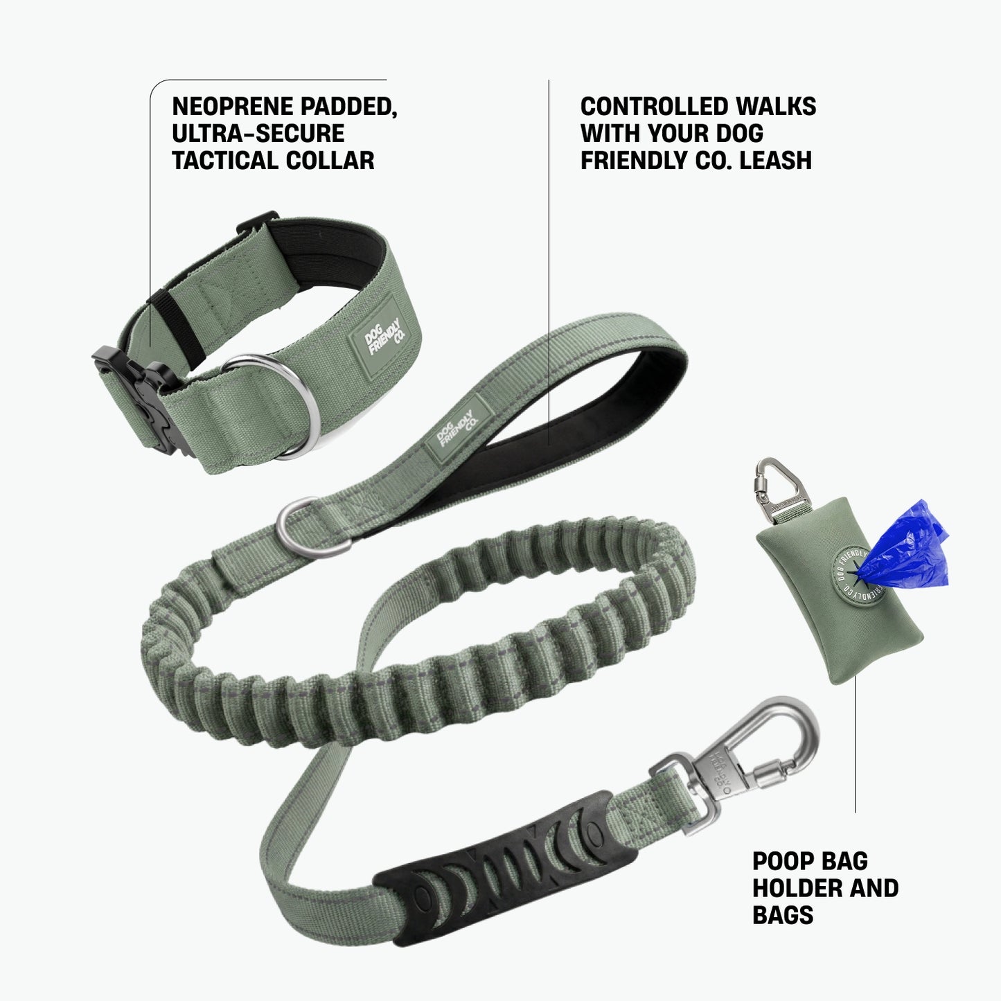 Halsband-Set für Spaziergänge - Khaki