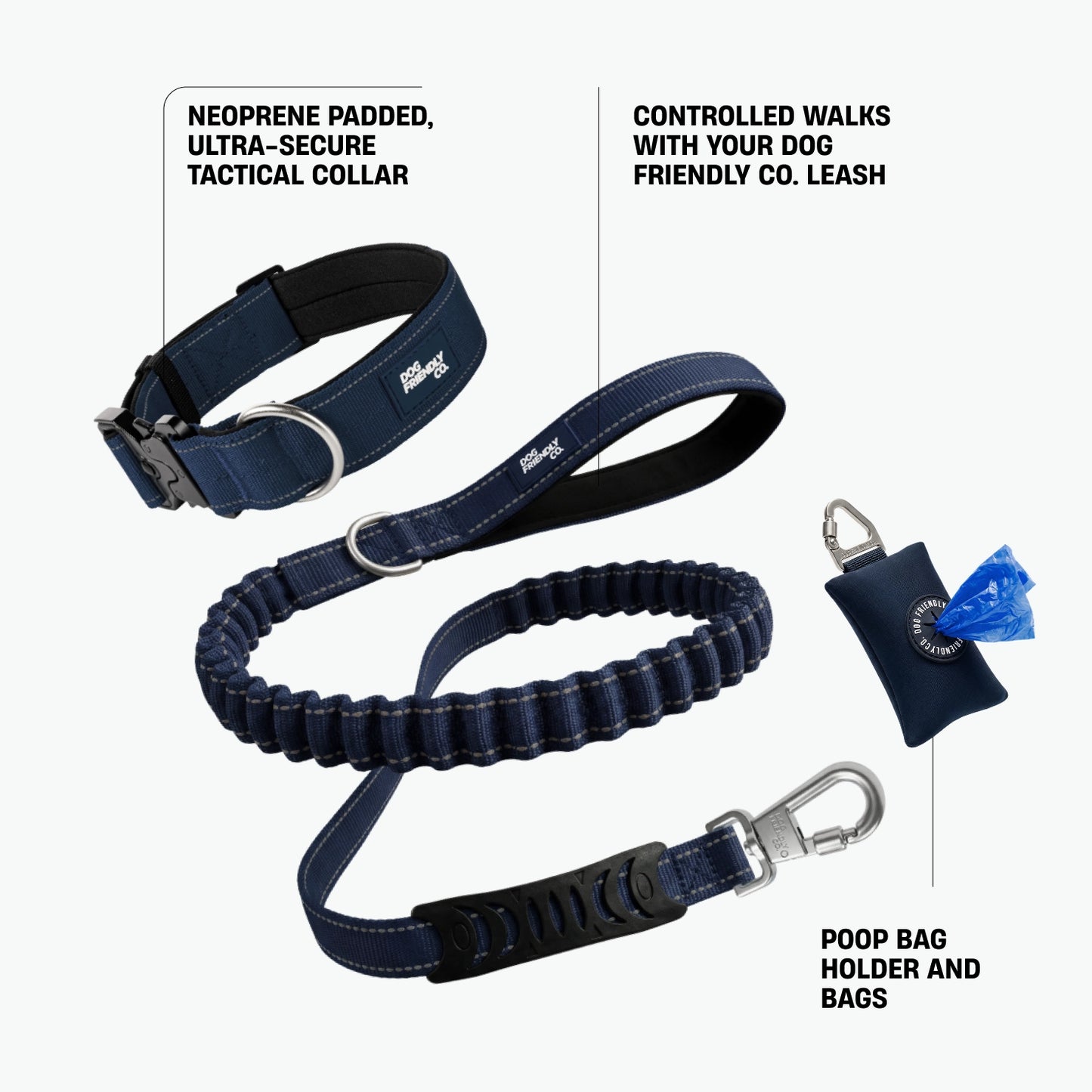 Halsband-Set für Spaziergänge - Marineblau
