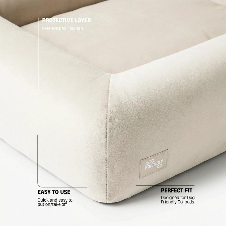 Velvet Easy Fit Dog Bed Cover - Beige