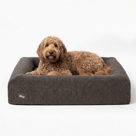 Premium Orthopedic Memory Foam Dog Bed - Brown Bouclé
