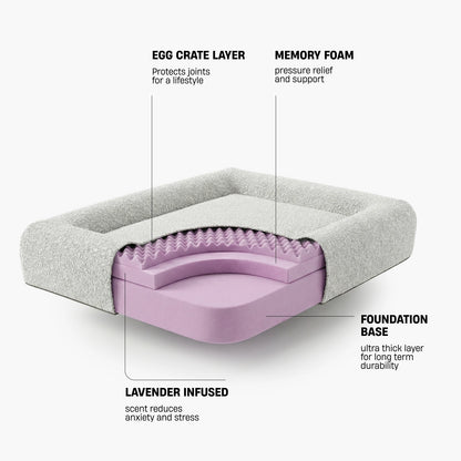 Premium Orthopedic Memory Foam Dog Bed - Grey Bouclé