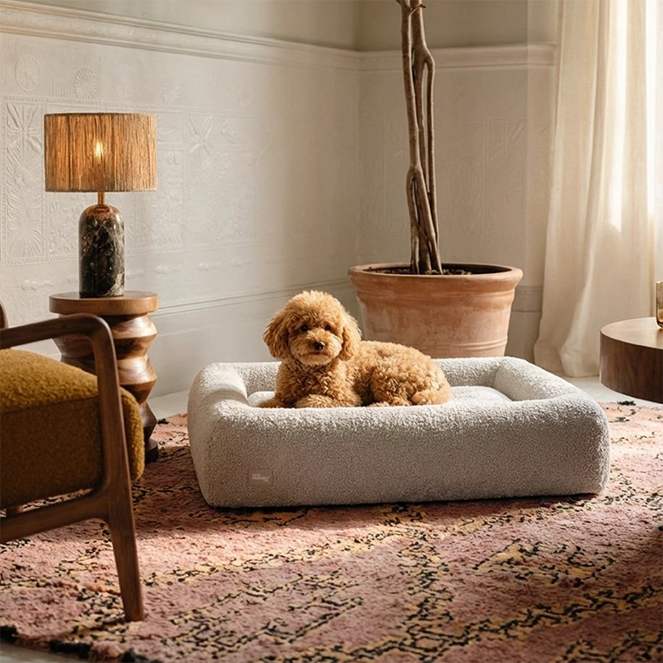 Premium Orthopedic Memory Foam Dog Bed - Grey Bouclé (Small)