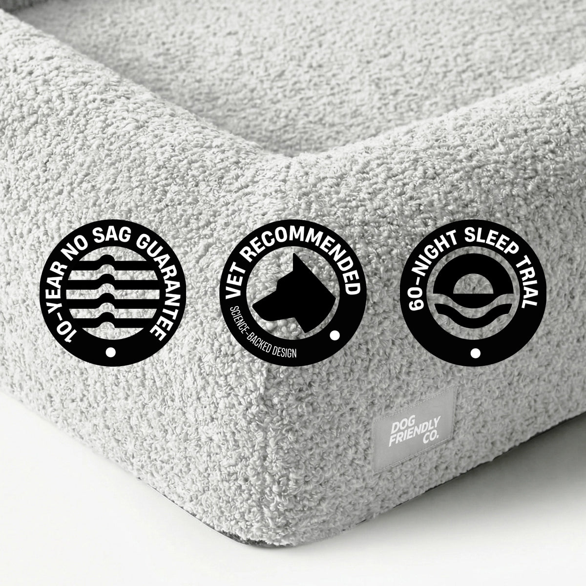 Premium Orthopedic Memory Foam Dog Bed - Grey Bouclé