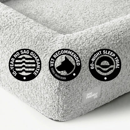 Premium Orthopedic Memory Foam Dog Bed - Grey Bouclé