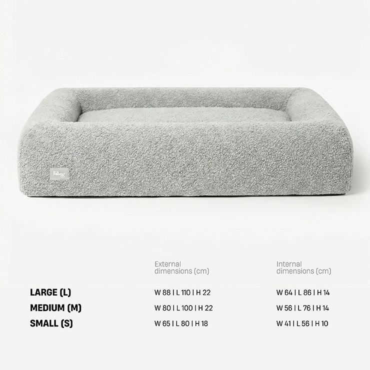 Premium Orthopedic Memory Foam Dog Bed - Grey Bouclé (Small)
