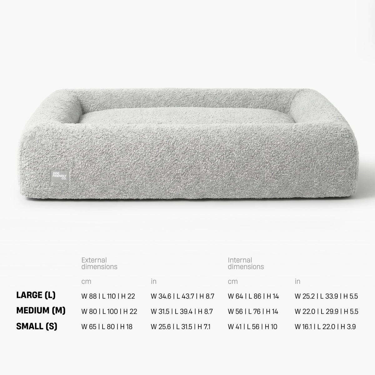 Premium Orthopedic Memory Foam Dog Bed - Grey Bouclé