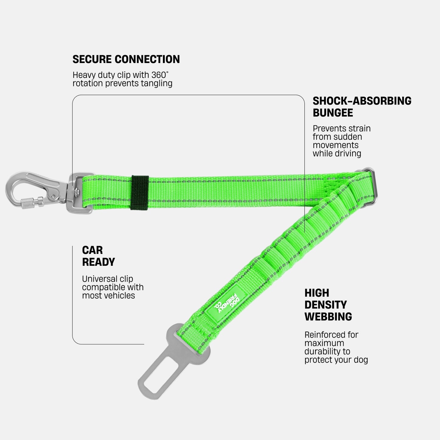 Dog Seat Belt - Neon Green