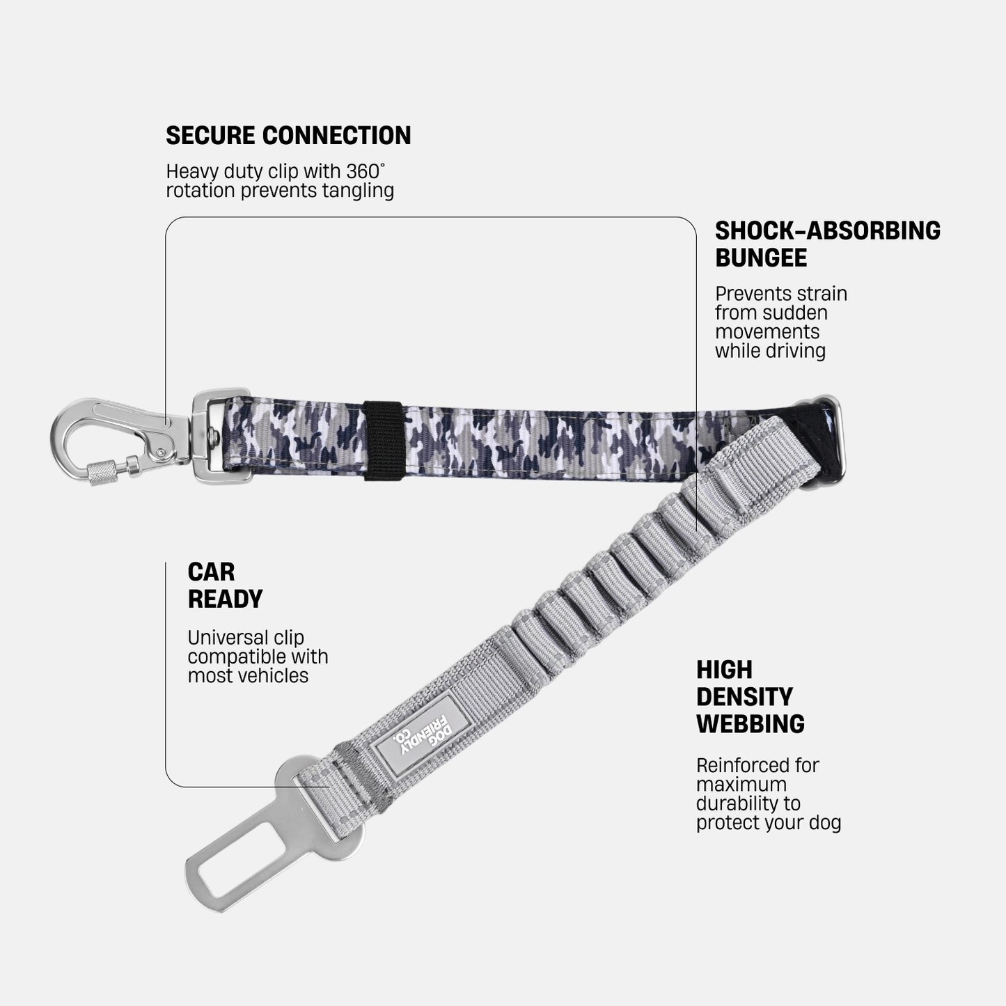 Dog Seat Belt - Grey Camo