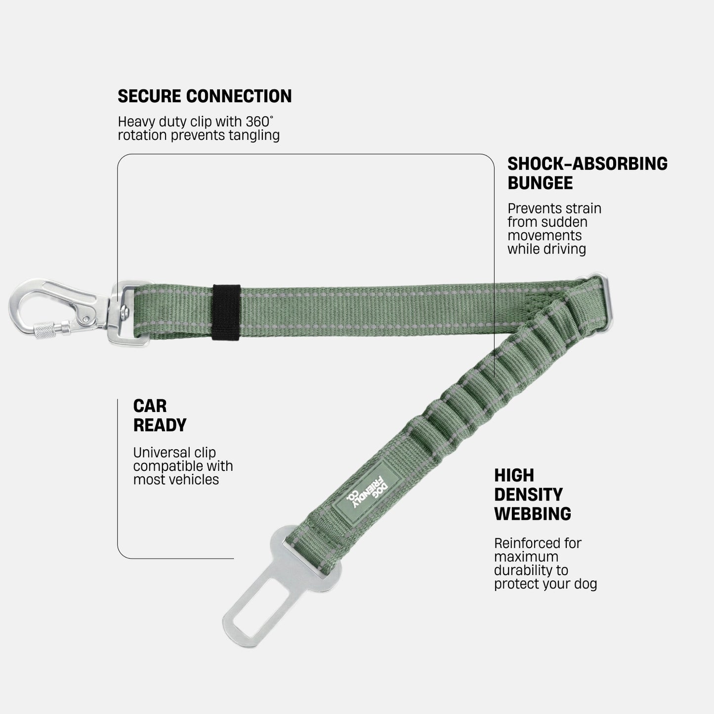 Dog Seat Belt - Khaki
