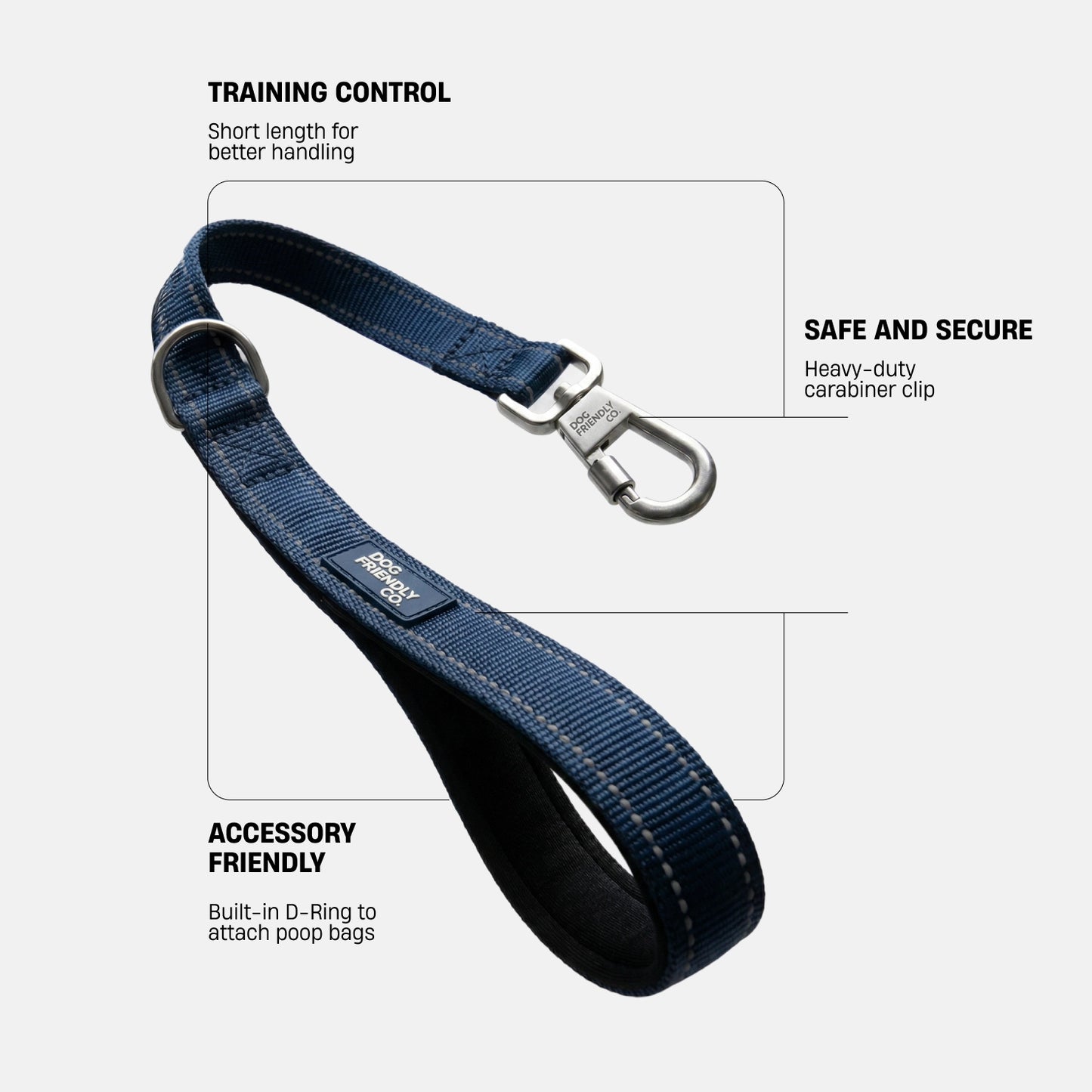 Kurze Trainingshundeleine - Marineblau
