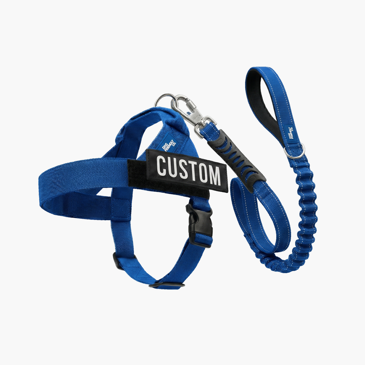 Classic Blue Signature Kit featuring a dog harness, leash, collar, and matching accessories