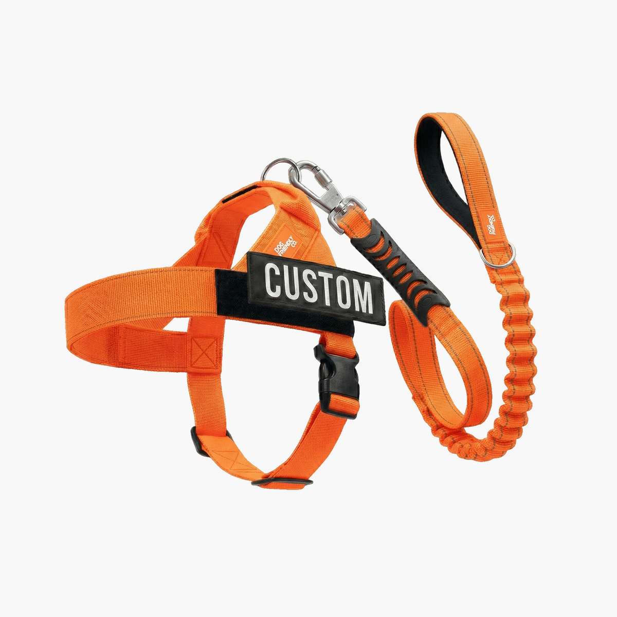 Orange Signature Kit featuring a dog harness, leash, collar, and matching accessories