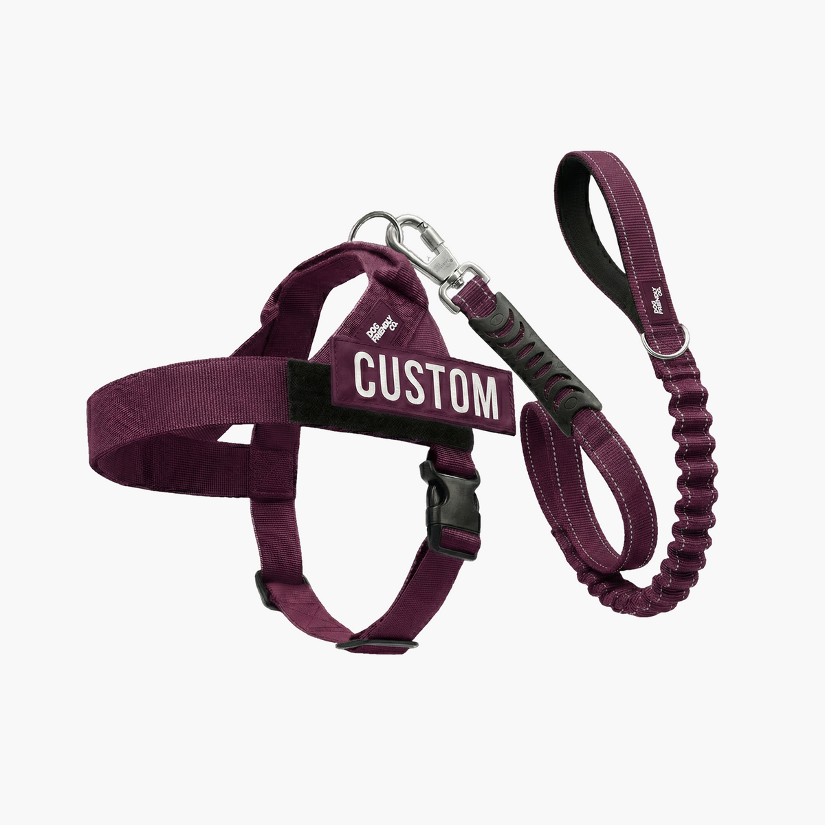 Burgundy Signature Kit featuring a dog harness, leash, collar, and matching accessories