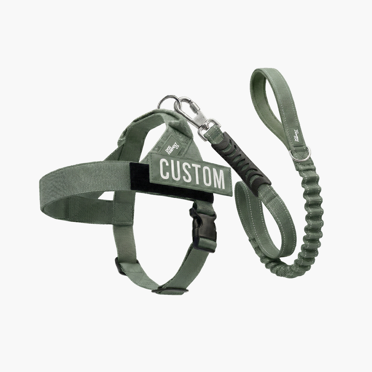 Khaki Signature Kit featuring a dog harness, leash, collar, and matching accessories
