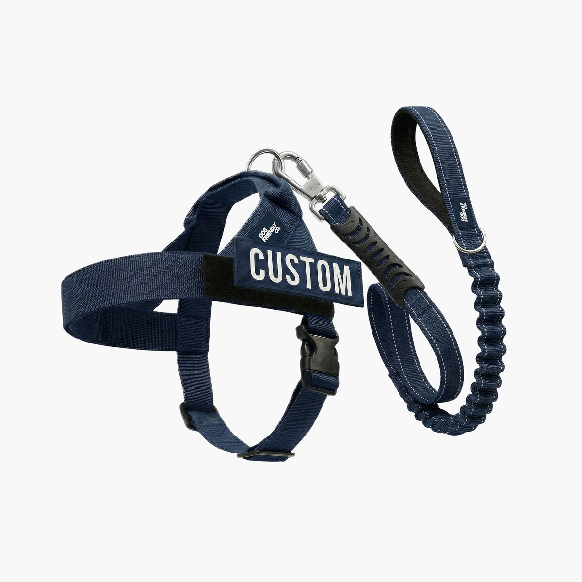 Navy Blue Signature Kit featuring a dog harness, leash, collar, and matching accessories