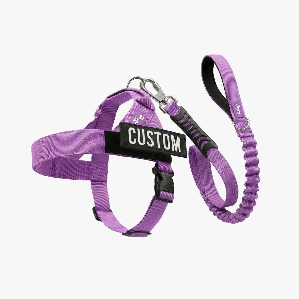 Purple Signature Kit featuring a dog harness, leash, collar, and matching accessories