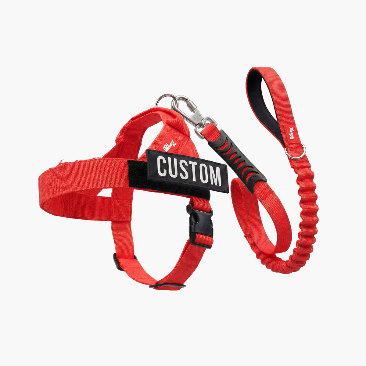 Red Signature Kit featuring a dog harness, leash, collar, and matching accessories