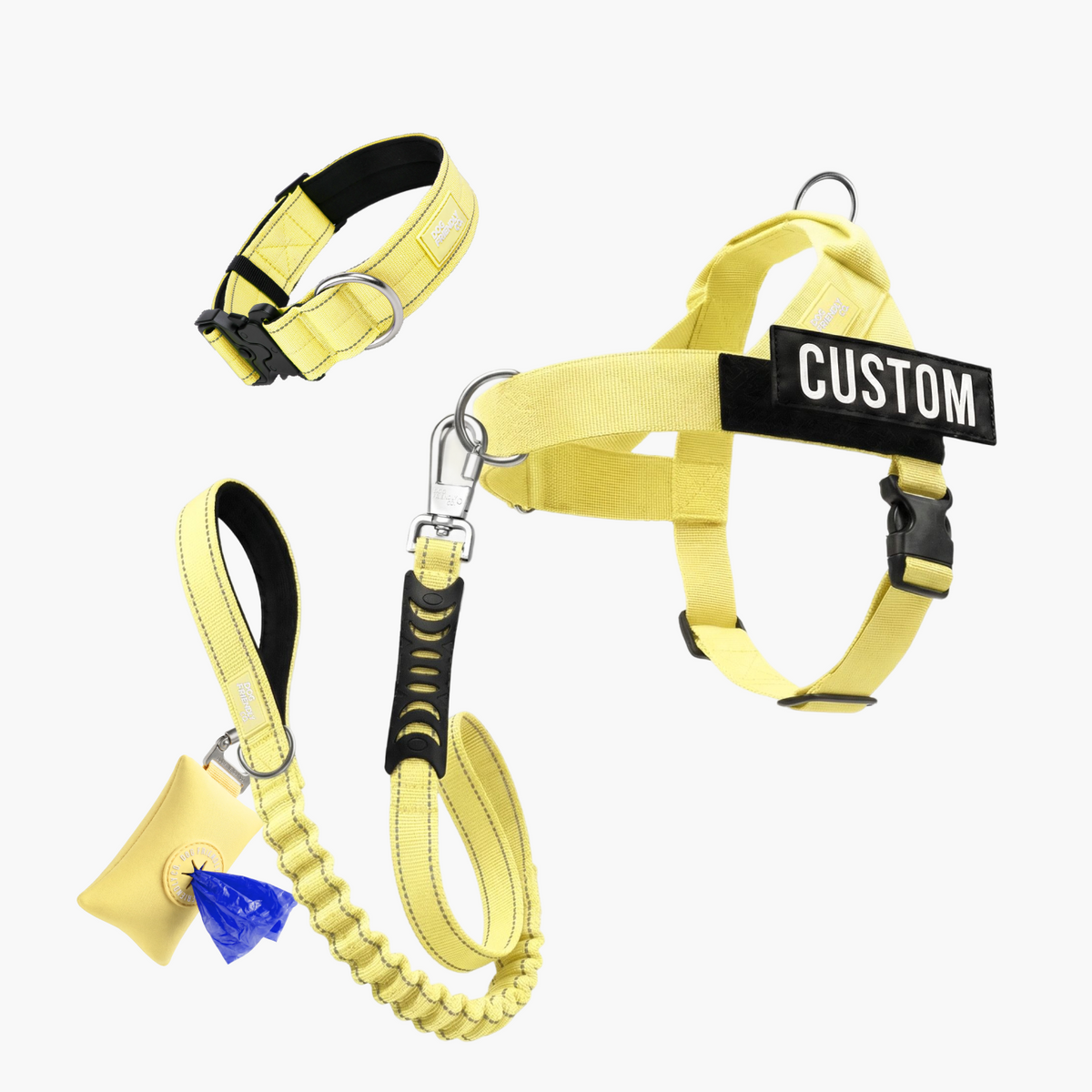 Ultimate No-Pull Bundle in yellow with harness, leash, collar and accessories