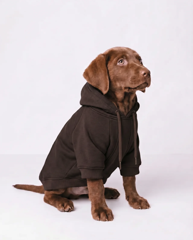 Dog Hoodie – Brown – on a dog